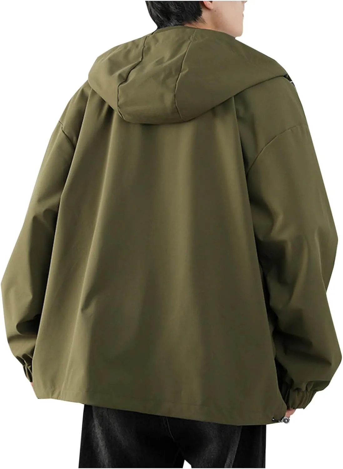 Men's Lightweight Waterproof Hooded Rain Jacket Outdoor Raincoat Softshell Jacket with Pockets for Hiking Travel