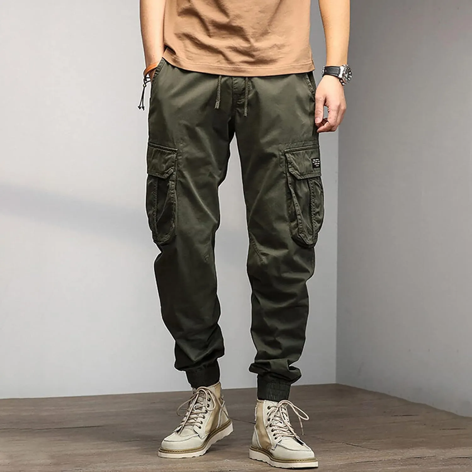 Men's Outdoor Casual Quick Drying Lightweight Hiking Cargo Pants with 8 Pockets Hiking Fishing Zip Cargo Pants Work Trousers