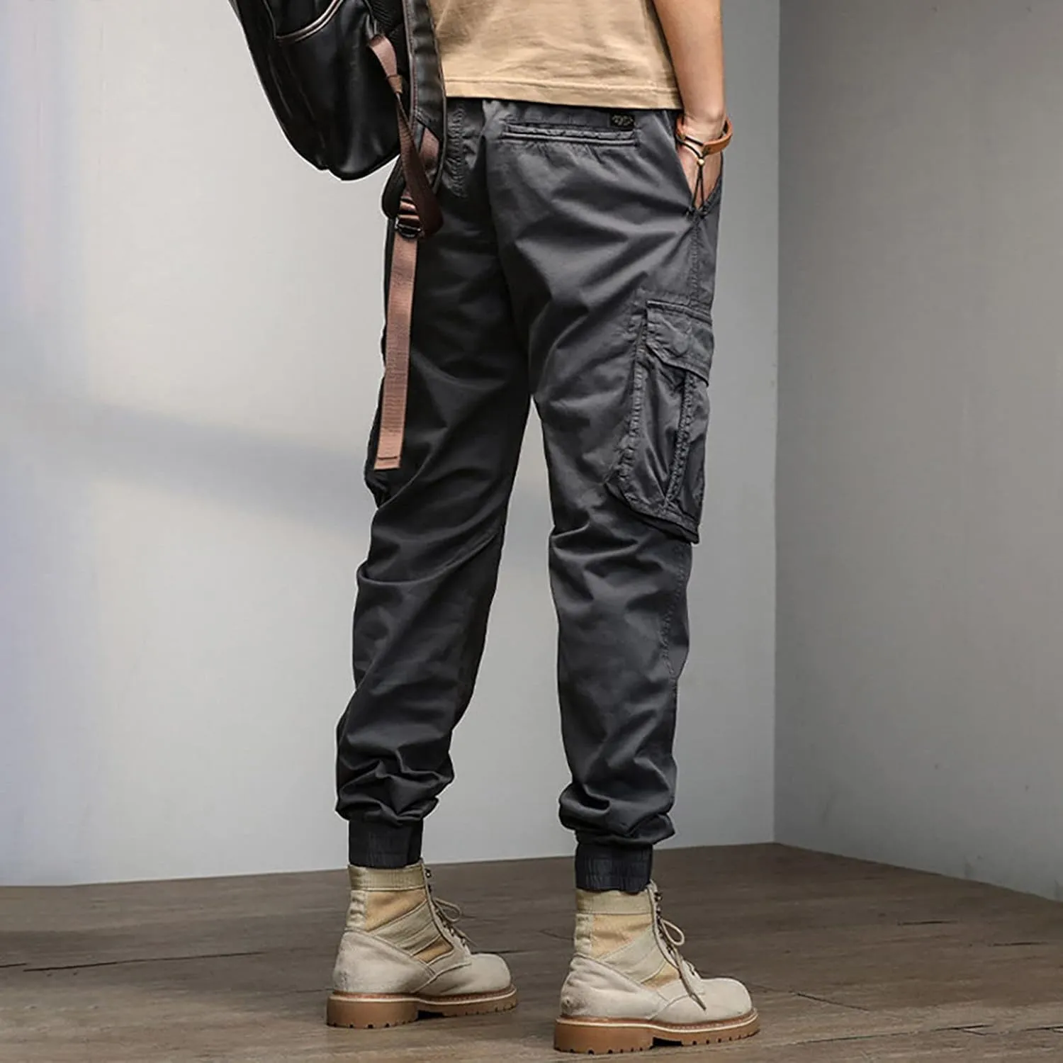 Men's Outdoor Casual Quick Drying Lightweight Hiking Cargo Pants with 8 Pockets Hiking Fishing Zip Cargo Pants Work Trousers