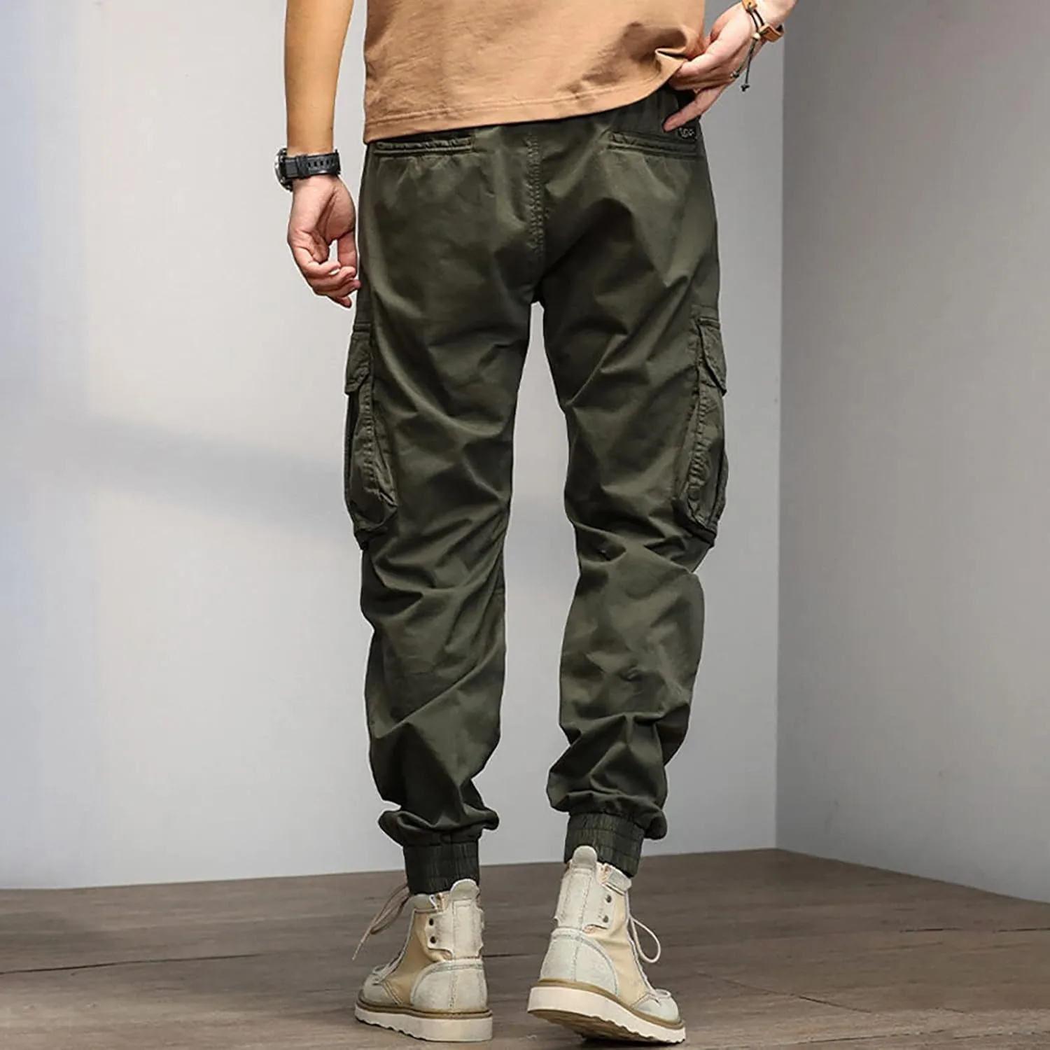 Men's Outdoor Casual Quick Drying Lightweight Hiking Cargo Pants with 8 Pockets Hiking Fishing Zip Cargo Pants Work Trousers
