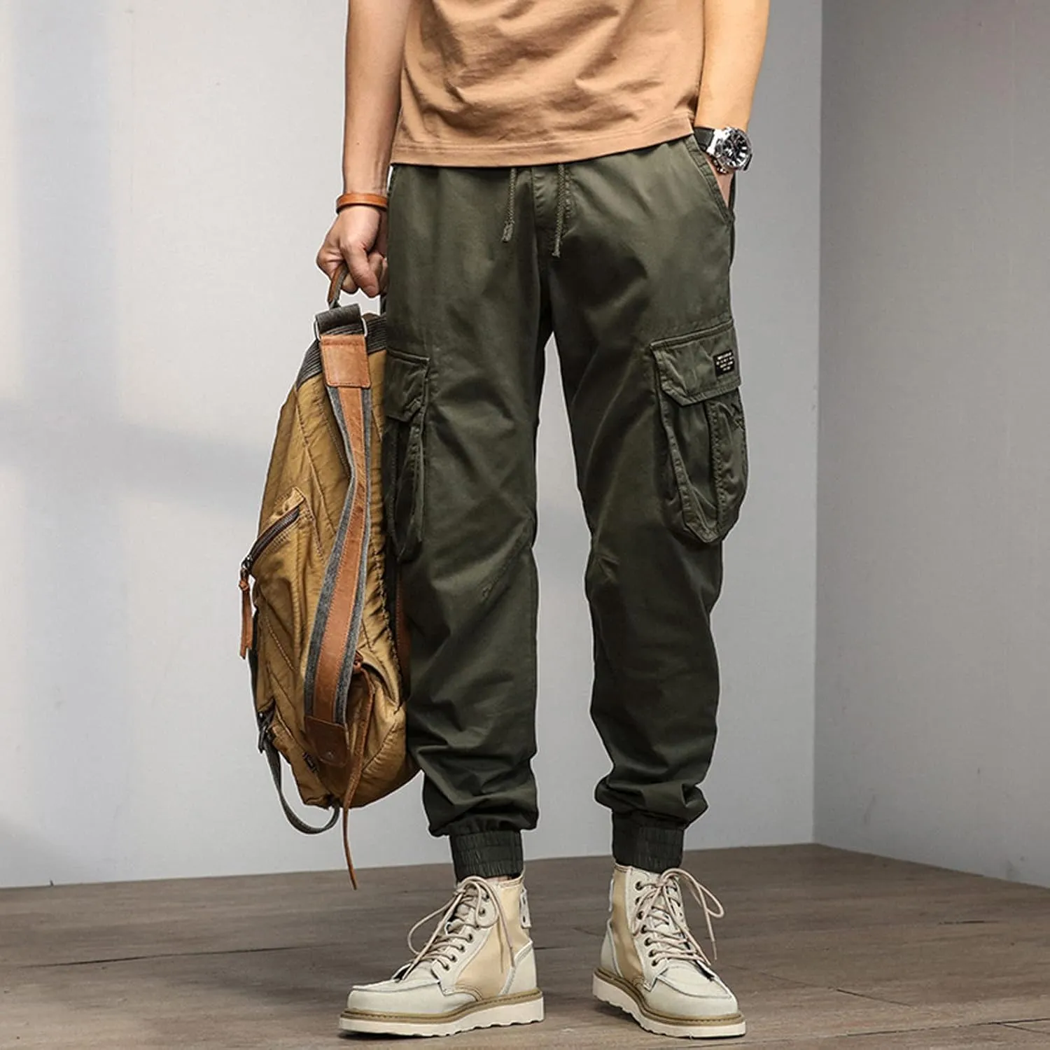 Men's Outdoor Casual Quick Drying Lightweight Hiking Cargo Pants with 8 Pockets Hiking Fishing Zip Cargo Pants Work Trousers
