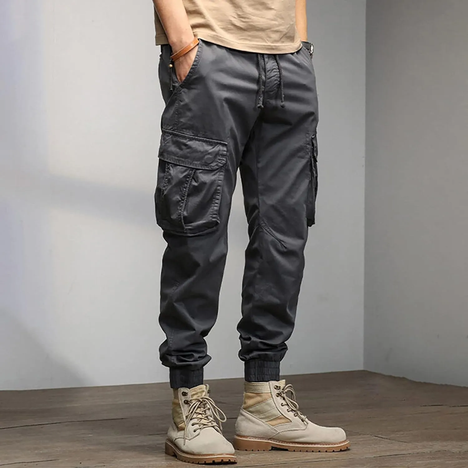 Men's Outdoor Casual Quick Drying Lightweight Hiking Cargo Pants with 8 Pockets Hiking Fishing Zip Cargo Pants Work Trousers