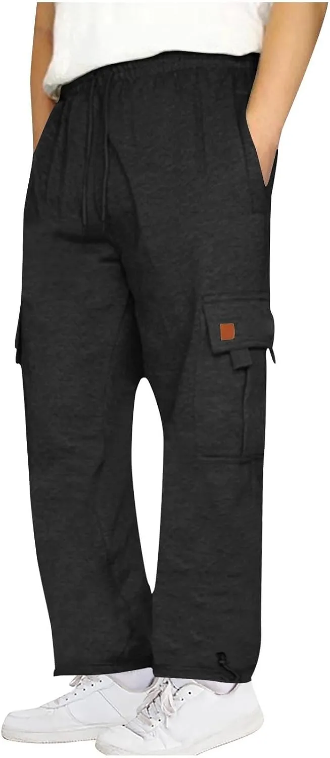 Mens Pants Casual Baggy Sweatpants Open Bottom Elastic Waist Drawstring Joggers Lounge Home Daily Commute Trousers