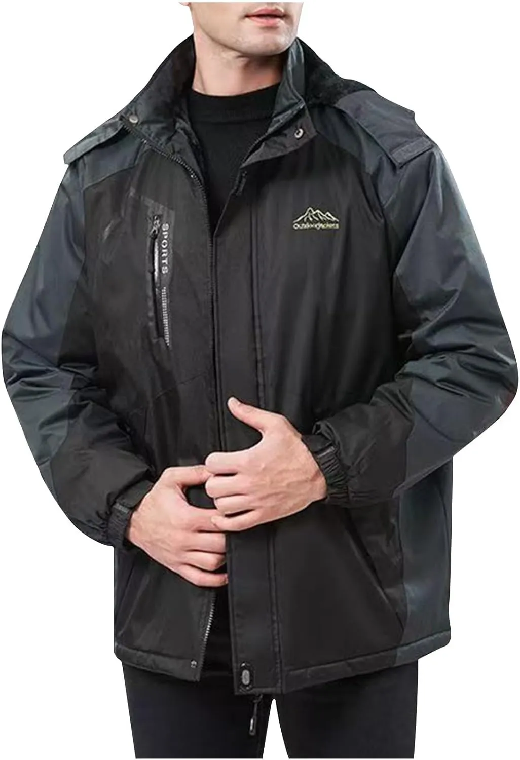 Mens Rain Jacket Waterproof Softshell Coats with Hooded Hiking Outdoor Coat Lightweight Casual Windbreaker Jackets