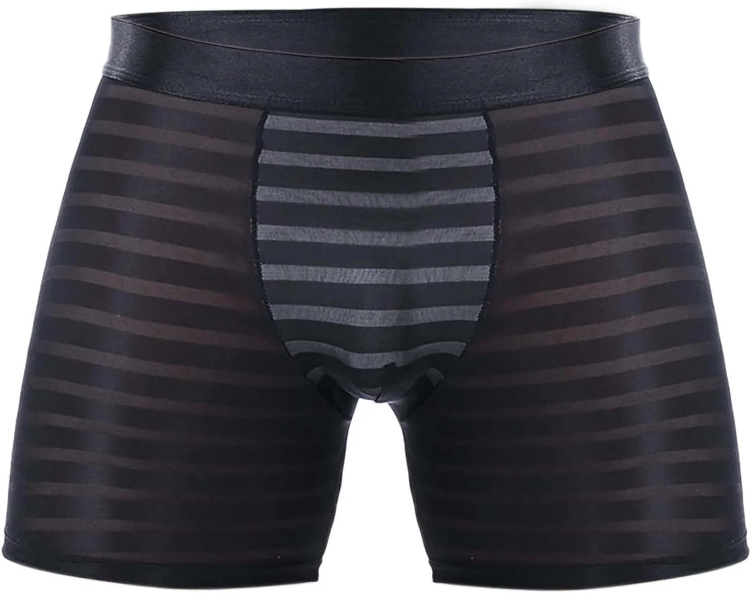 Mens Sexy Mesh Sheer See Through Shorts Boxer Ice Silk Panties Regular Leg Performance Trunks Lingerie