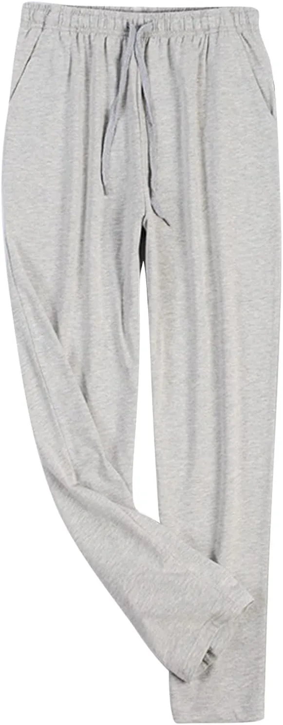 Men's Solid Pajamas Pants Elastic Waist Lounge Sleepwear Pants Plus Size PJ Bottoms with Drawstring Pockets Pants