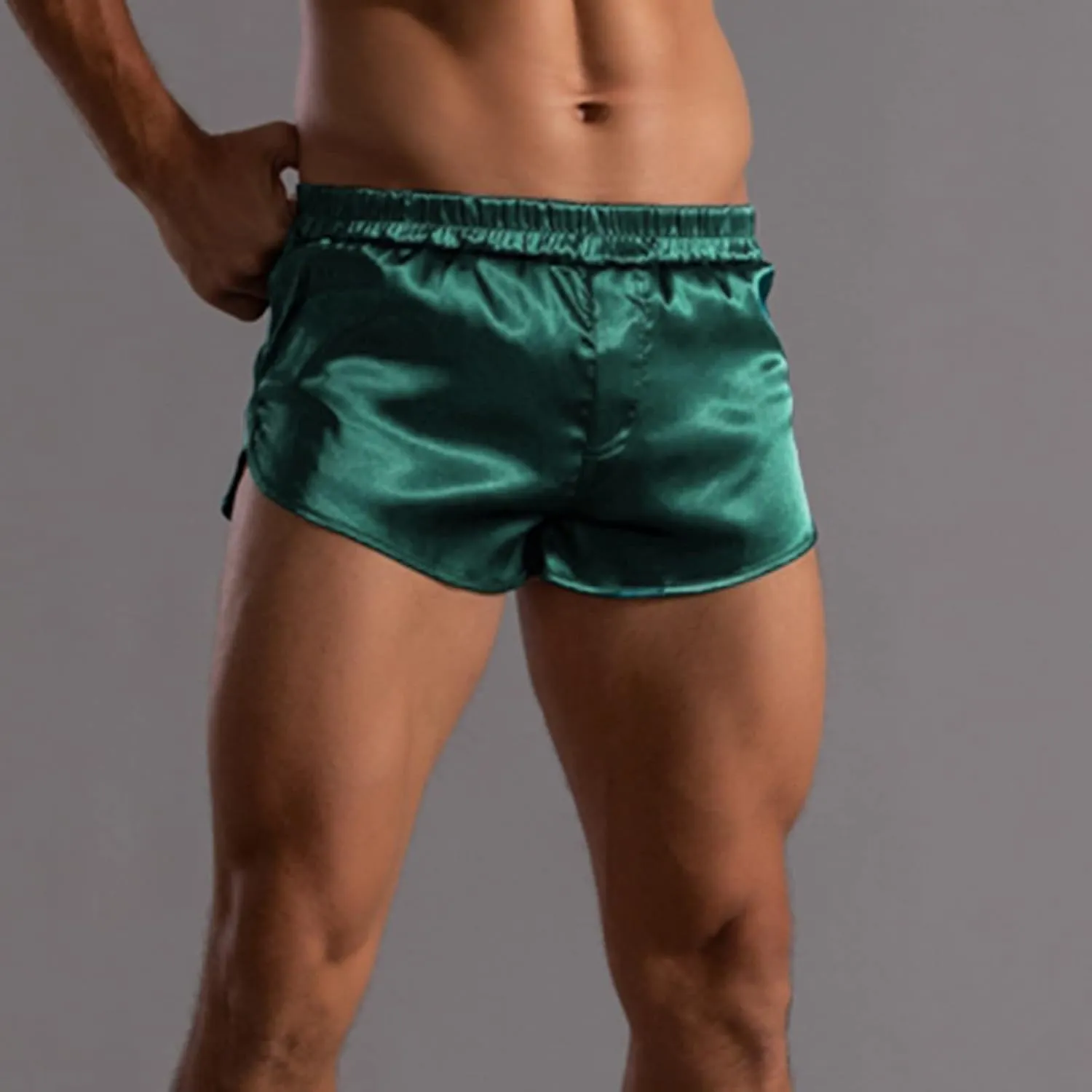 Men's Stretch Elastic Wide Band Boxer Brief Underwear Hot Ultra Lightweight Short Leg Comfortable Underwear for Men