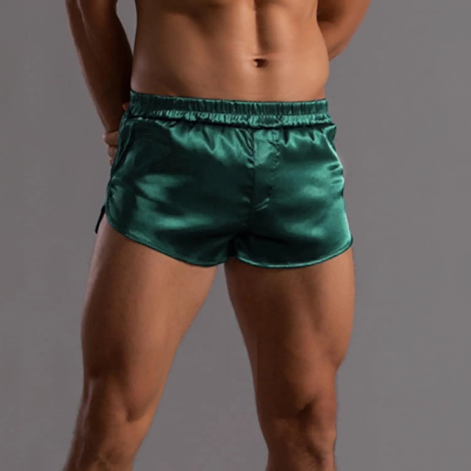 Men's Stretch Elastic Wide Band Boxer Brief Underwear Hot Ultra Lightweight Short Leg Comfortable Underwear for Men