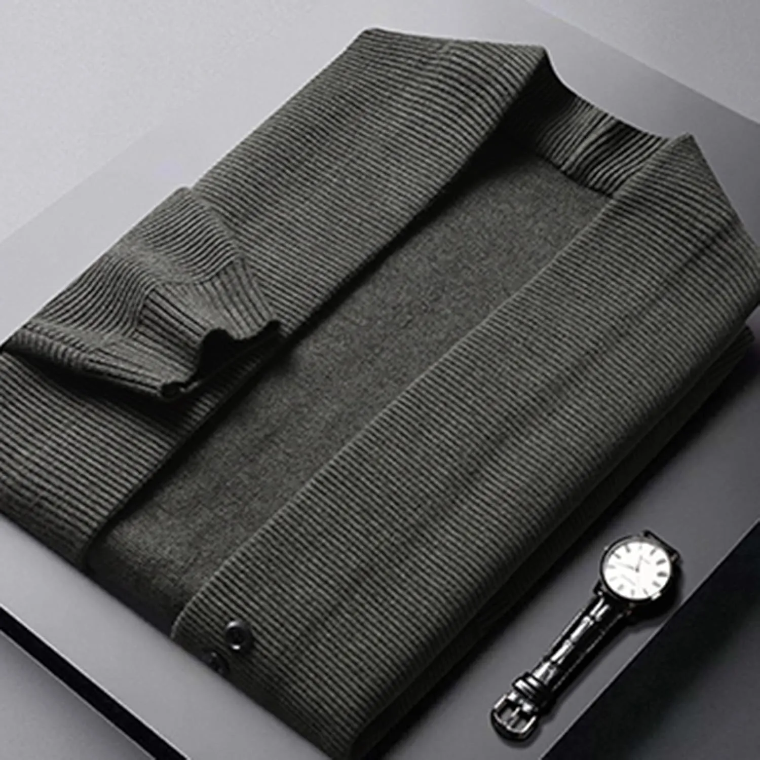 Mens Sweater Men's Wool Blended Cardigan Sweaters V Neck Button Down Cardigans with Pockets