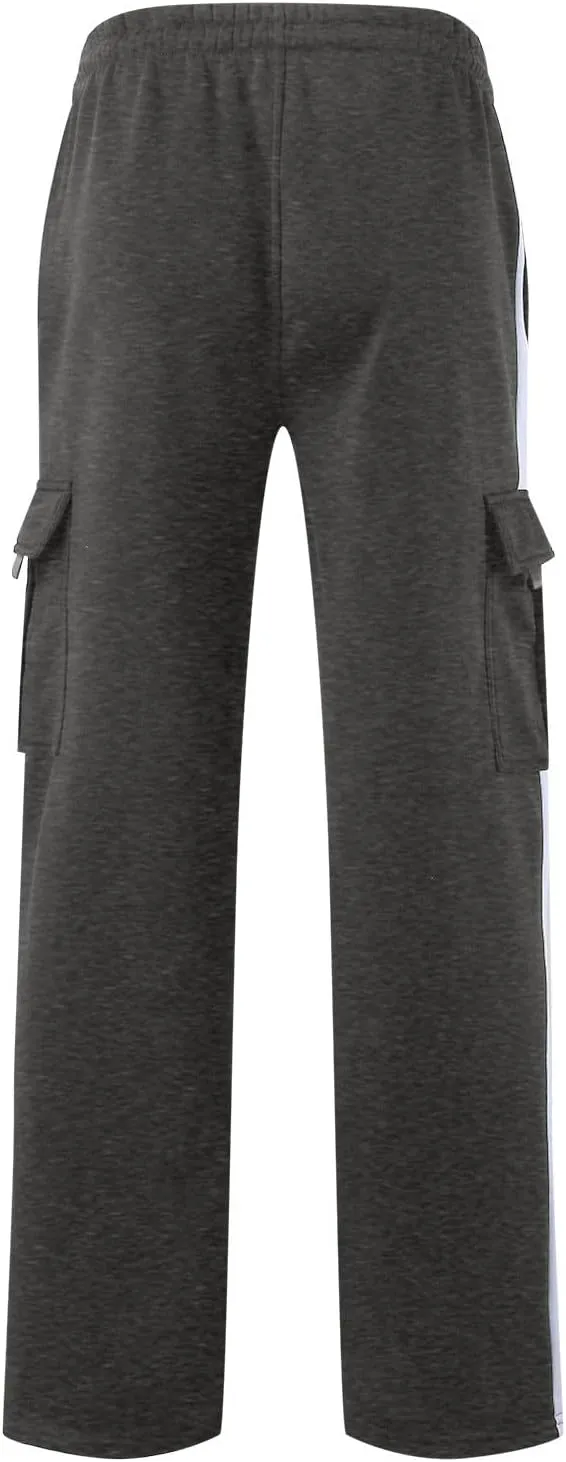 Mens Sweatpants Joggers Baggy Sweatpants Cargo Straight Leg Elastic Waist Pants Casual Drawstring Sweatpants