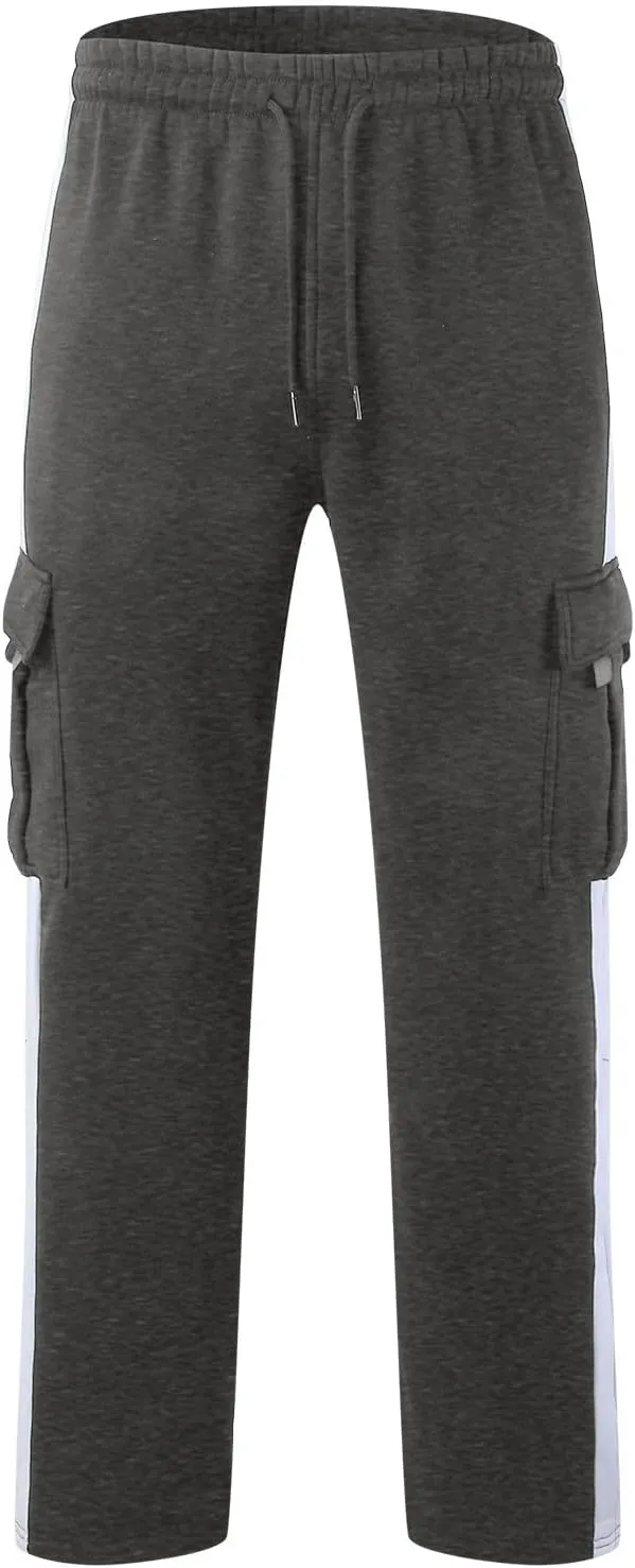 Mens Sweatpants Joggers Baggy Sweatpants Cargo Straight Leg Elastic Waist Pants Casual Drawstring Sweatpants