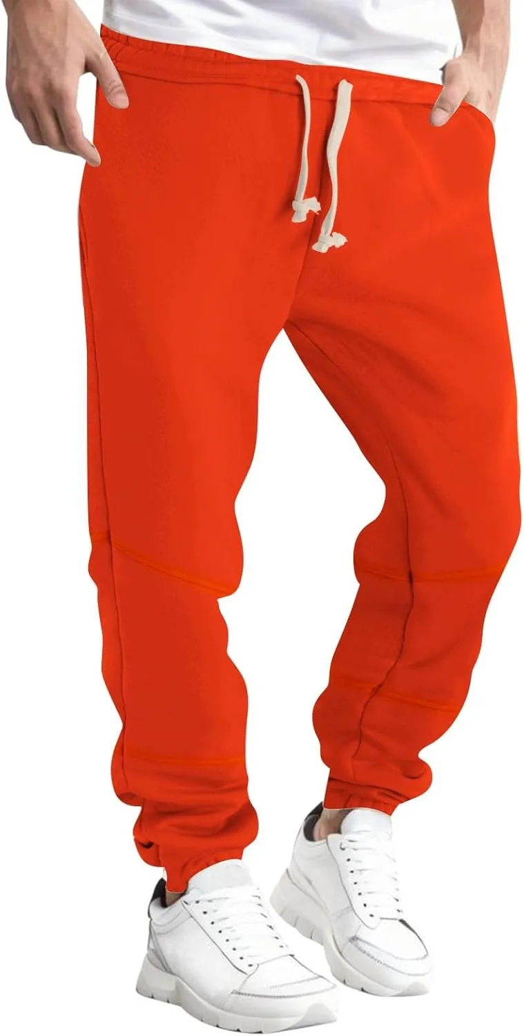 Mens Sweatpants with Pockets Big and Tall Pants Men's Heavyweight Cargo Fleece Sweatpants Stretch Elastic Waist Joggers