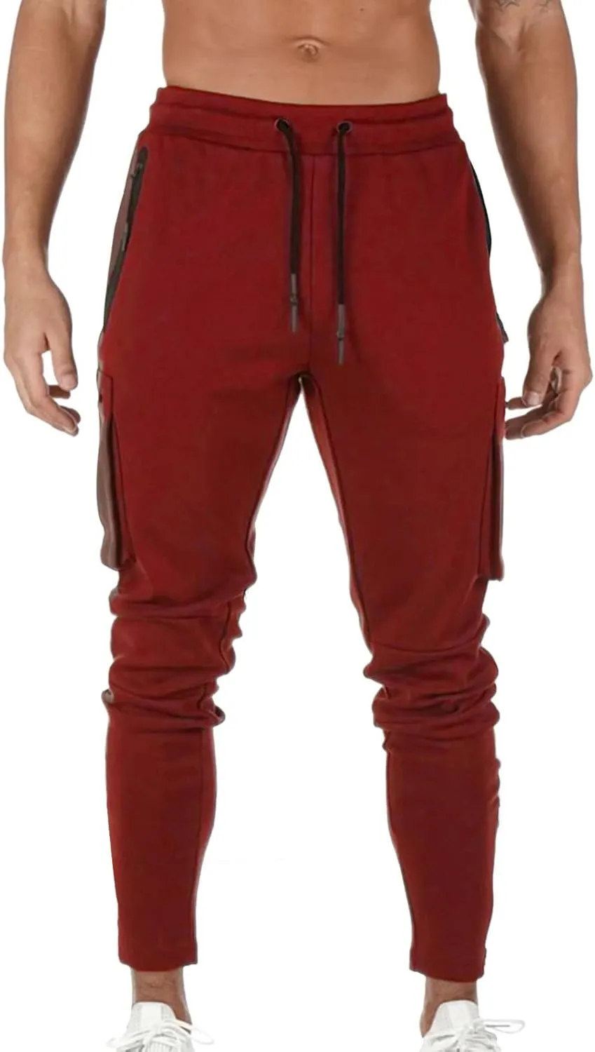 Mens Sweatpants with Pockets Cargo Sweatpants Stretch Elastic Waist Athletic Workout Jogger Pants Drawstring Sport