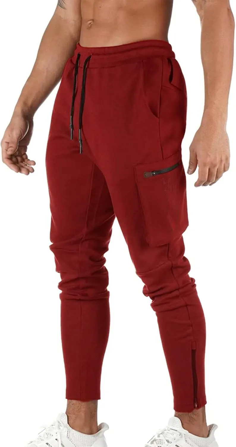 Mens Sweatpants with Pockets Cargo Sweatpants Stretch Elastic Waist Athletic Workout Jogger Pants Drawstring Sport