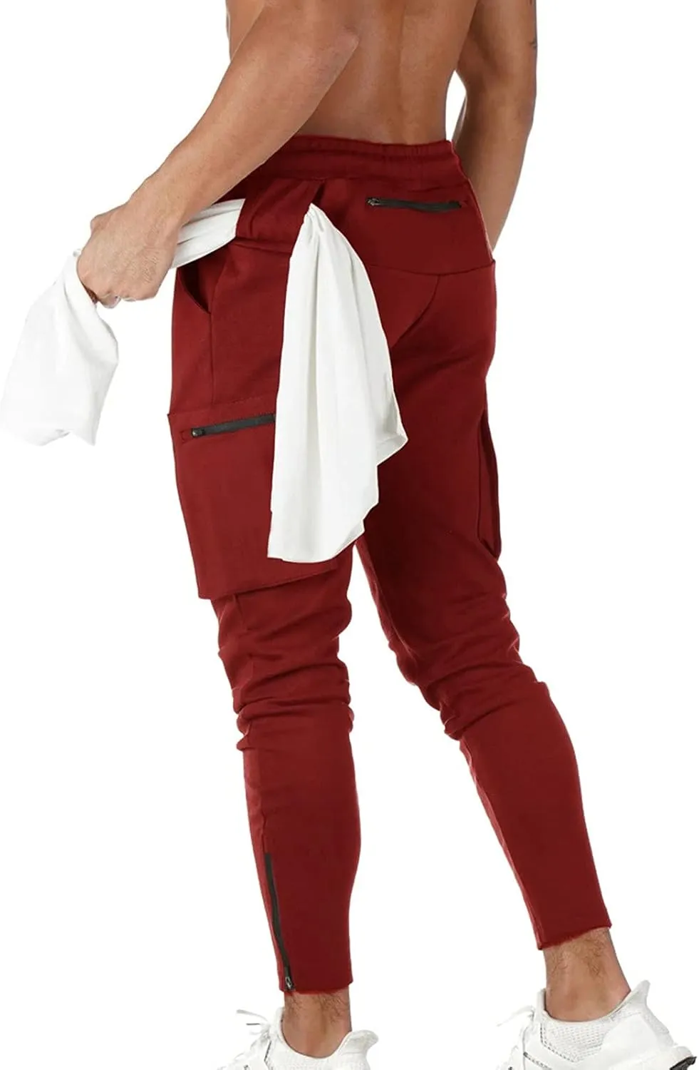 Mens Sweatpants with Pockets Cargo Sweatpants Stretch Elastic Waist Athletic Workout Jogger Pants Drawstring Sport