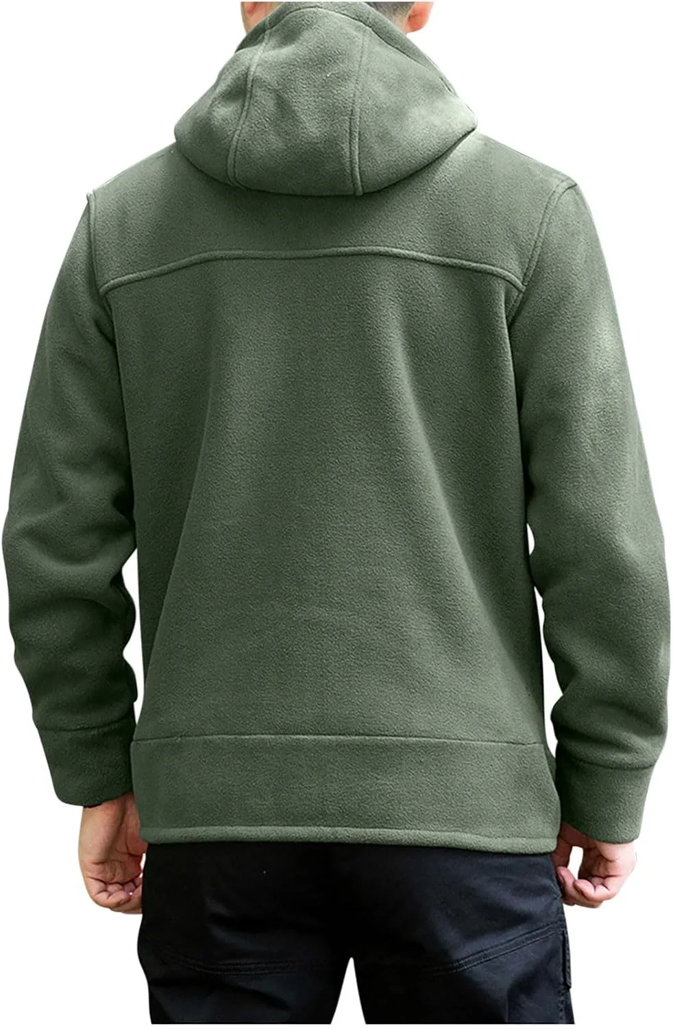 Men's Tactical Jacket Polar Fleece Hoodie Full Zip Up Jackets Lightweight Windproof Work Fuzzy Coat with Zipper Pocket