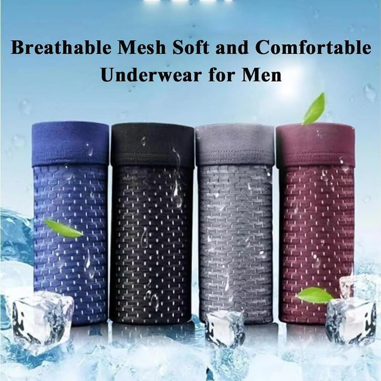 Mens Underwear Boxer Briefs 4 Multiple Pack Pure Colour Breathable Boxer Briefs Men Stretchy Underpants Daily Trunks