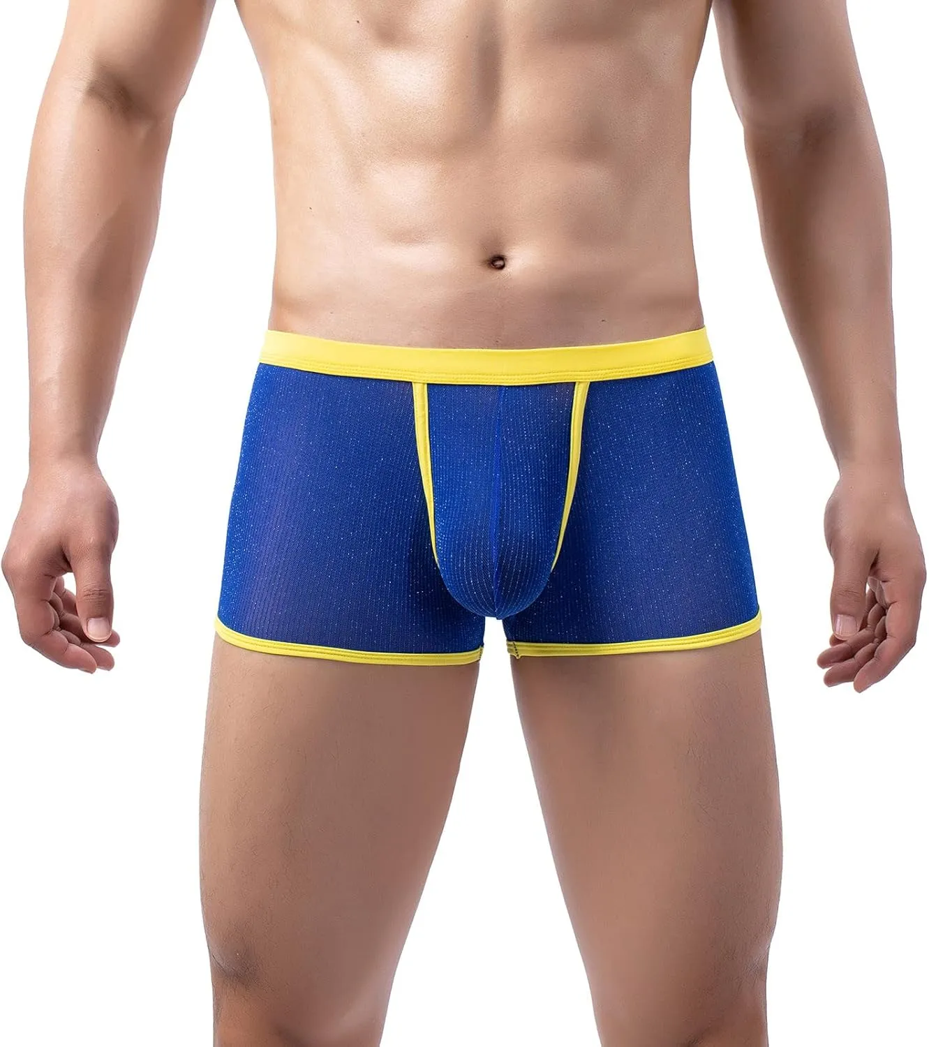 Mens Underwear Boxer Briefs Men's Patchwork Mesh Breathable Reguard Rise Boxer Briefs Bicycle Shorts Underpants Trunks