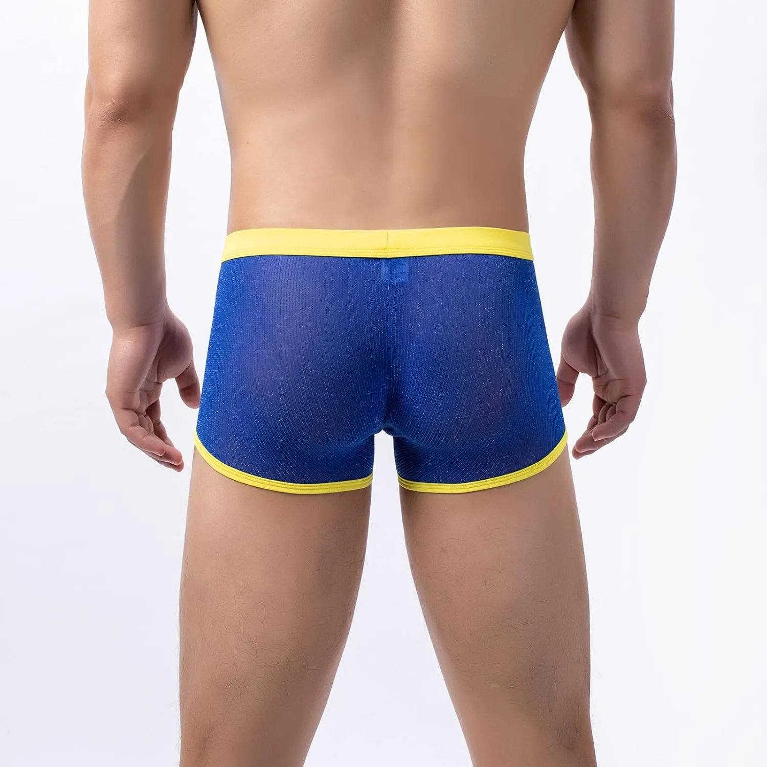 Mens Underwear Boxer Briefs Men's Patchwork Mesh Breathable Reguard Rise Boxer Briefs Bicycle Shorts Underpants Trunks