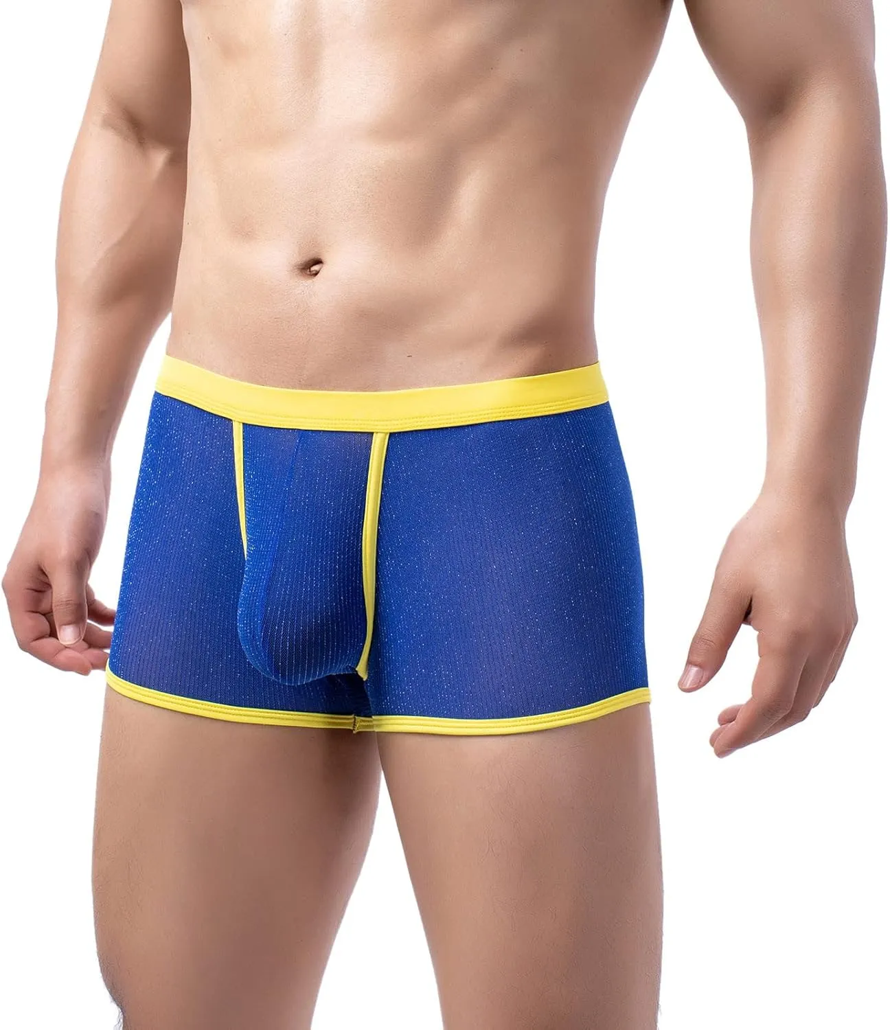 Mens Underwear Boxer Briefs Men's Patchwork Mesh Breathable Reguard Rise Boxer Briefs Bicycle Shorts Underpants Trunks