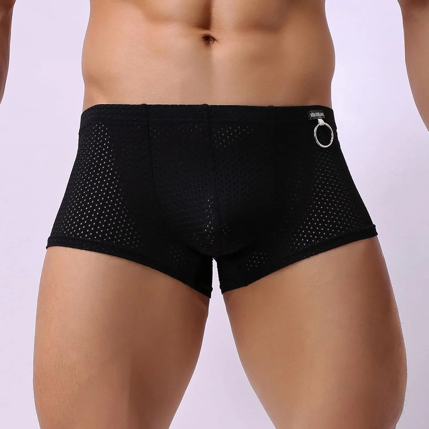 Mens Underwear Boxer Briefs Men's Solid Mesh Net Breathable Reguard Rise Boxer Briefs Sports Underpants Trunks