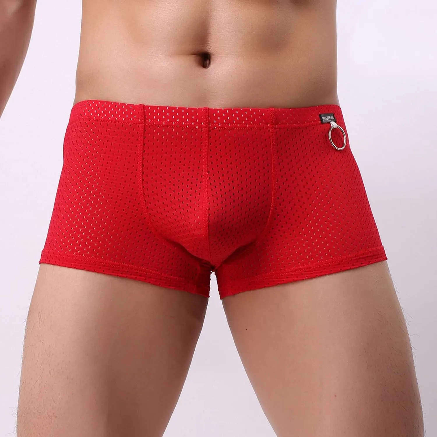 Mens Underwear Boxer Briefs Men's Solid Mesh Net Breathable Reguard Rise Boxer Briefs Sports Underpants Trunks