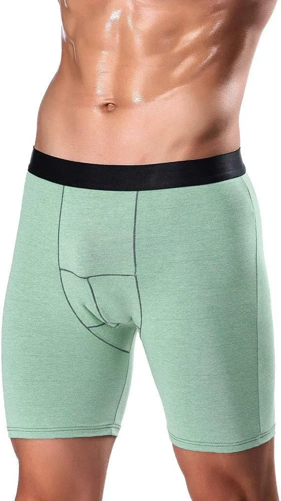 Mens Underwear Boxer Briefs Men's Underwear Solid Breathable Long Leg No Ride-up Boxer Briefs for Men with no Fly