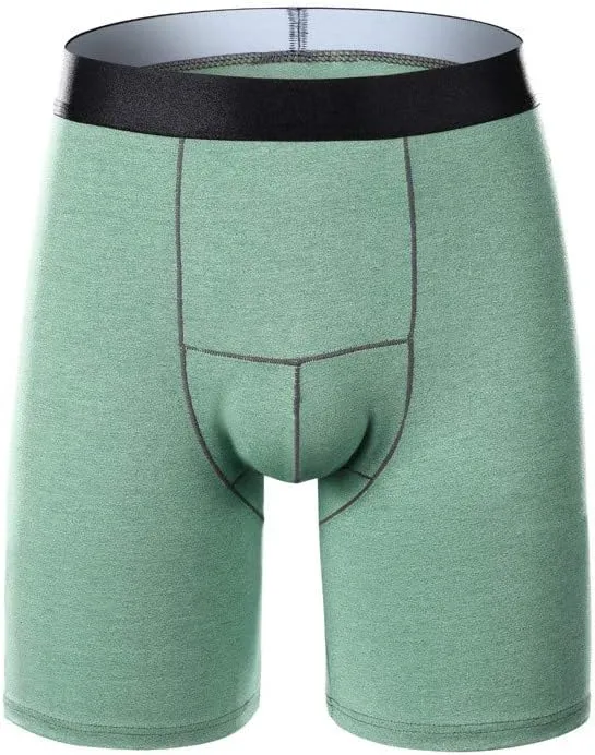 Mens Underwear Boxer Briefs Men's Underwear Solid Breathable Long Leg No Ride-up Boxer Briefs for Men with no Fly