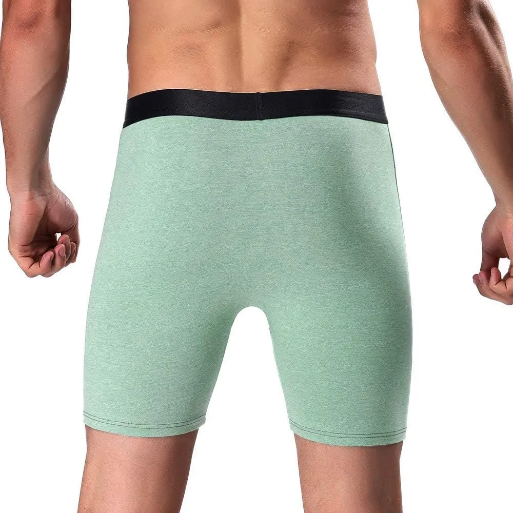 Mens Underwear Boxer Briefs Men's Underwear Solid Breathable Long Leg No Ride-up Boxer Briefs for Men with no Fly