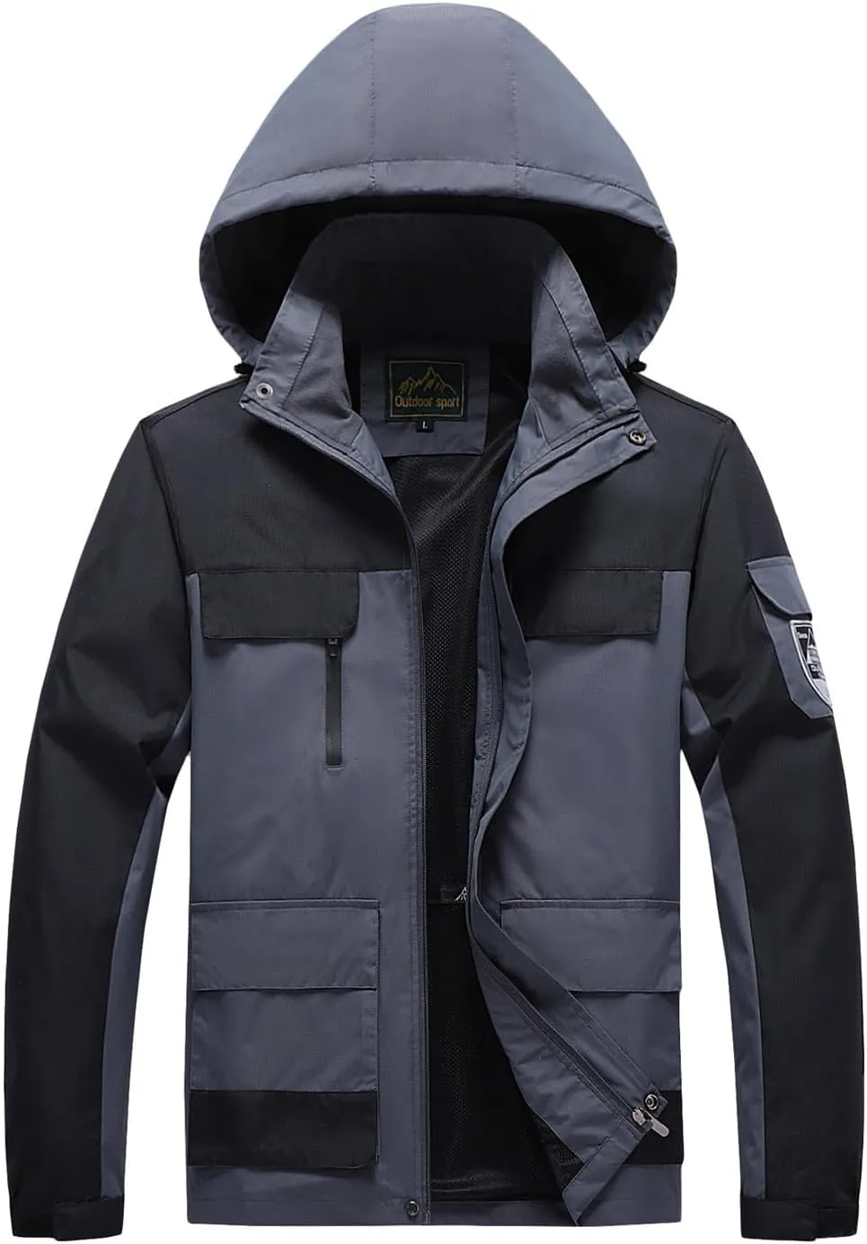 Men's Windbreakers Rain Jacket with Hood Lightweight Mountain Sport Jackets Waterproof Hiking Outdoor Coat Fall Clothes