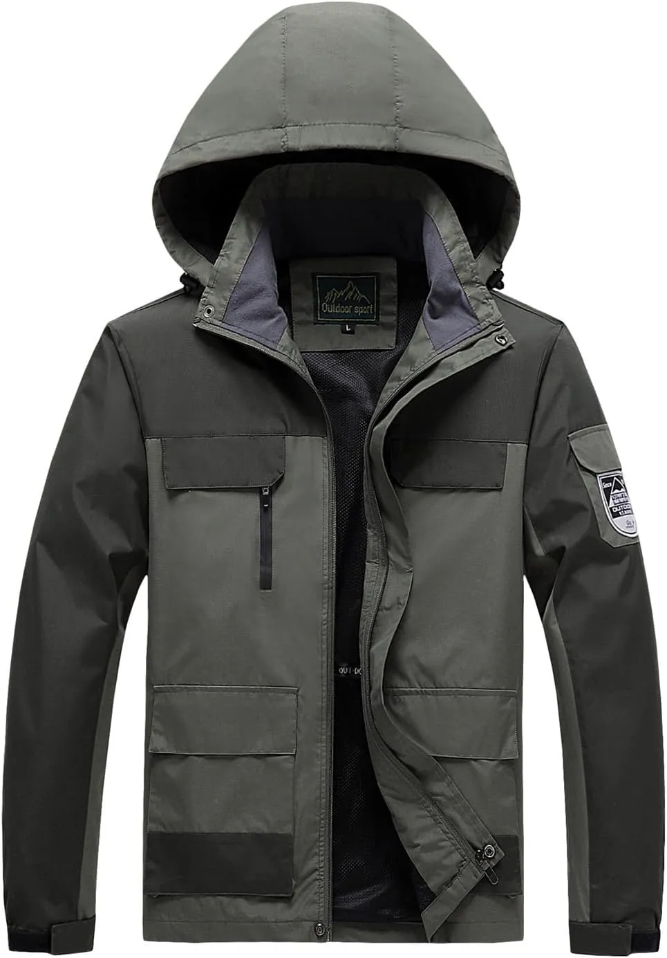 Men's Windbreakers Rain Jacket with Hood Lightweight Waterproof Hiking Outdoors Jackets Raincoat Fall Fashion Clothes