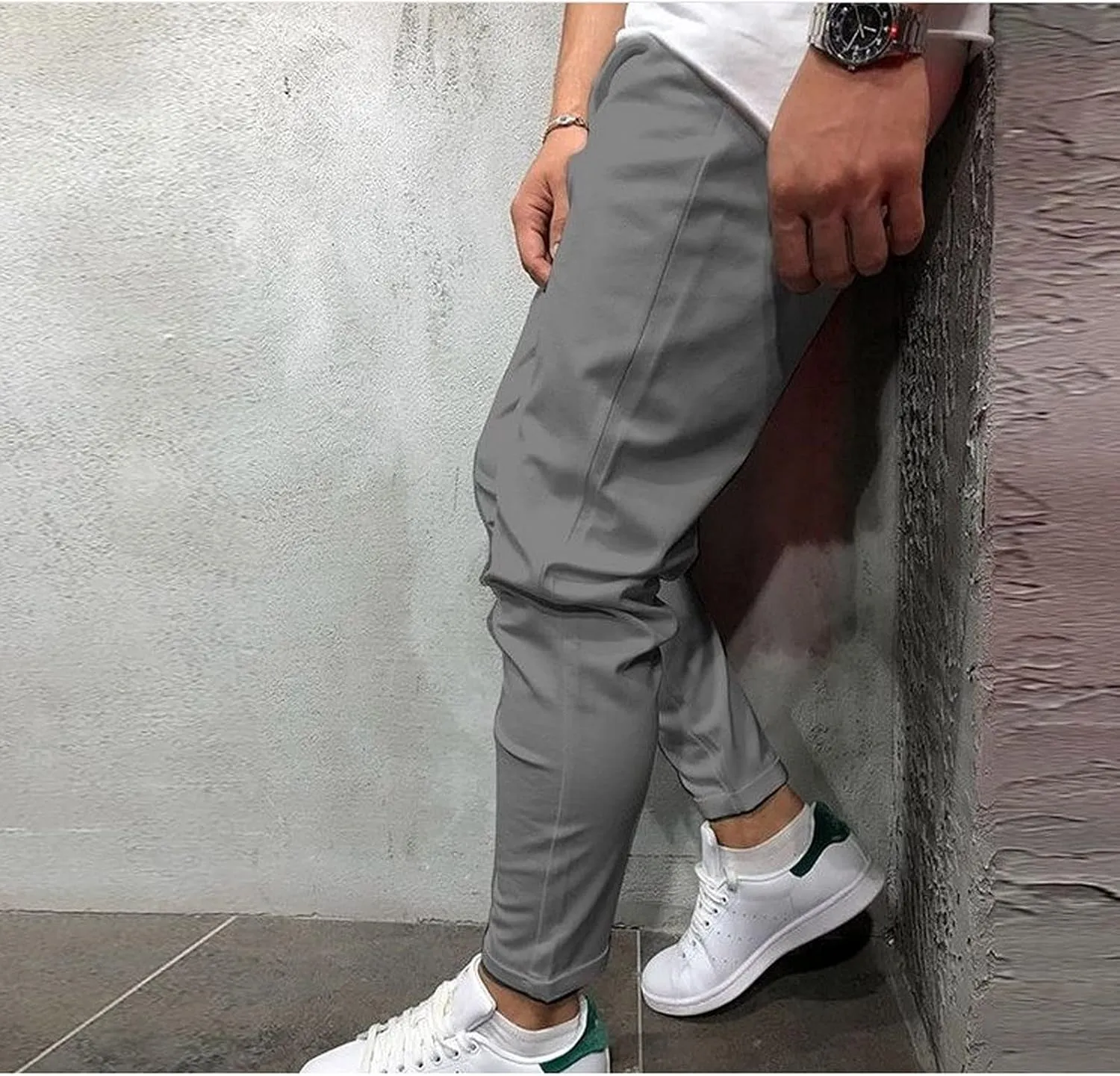 Mens Workout Cargo Sweatpants Striped Cargo Pants for Men Straight Elastic Waist Trousers Work Wear Combat Fitness