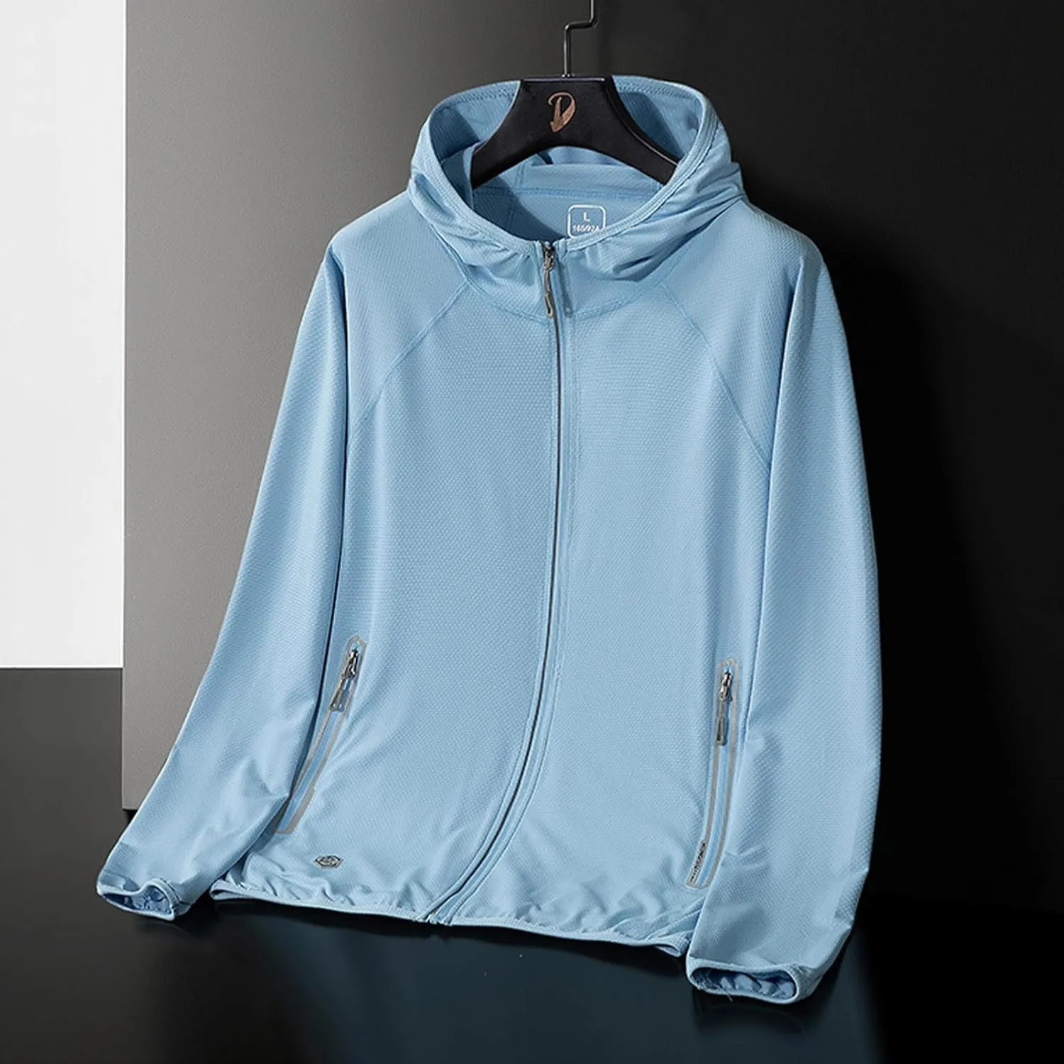 Men's Zip UPF 50 UV Sun Protection Zip Up Hoodie Long Sleeve Lightweight Shirts for Outdoor Hiking Fishing with Pocket