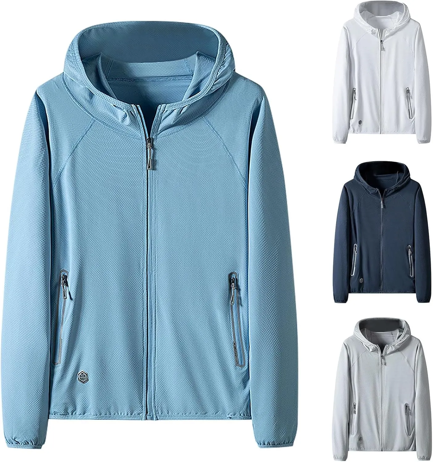 Men's Zip UPF 50 UV Sun Protection Zip Up Hoodie Long Sleeve Lightweight Shirts for Outdoor Hiking Fishing with Pocket