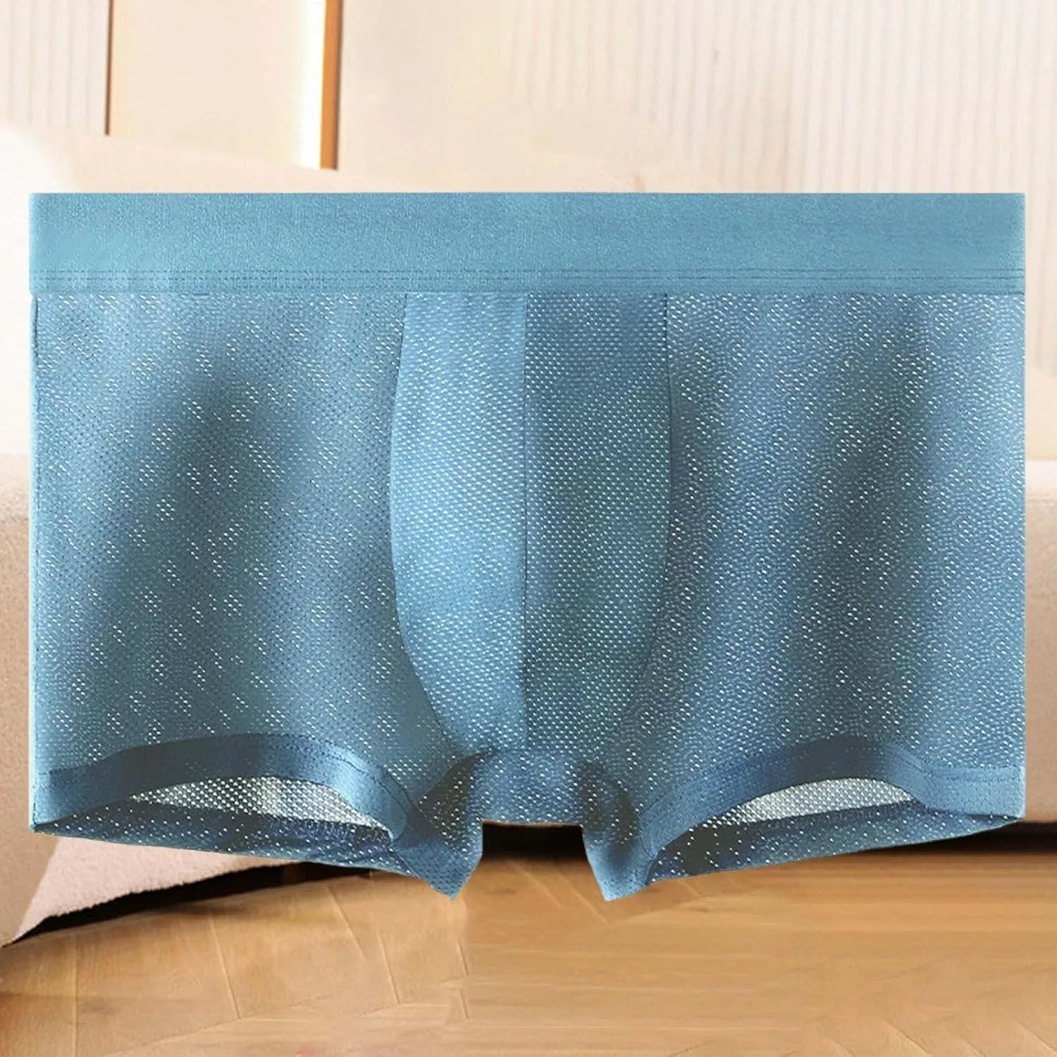 Mesh Boxer Brief Trunks For Men Breathable Underwear See Through Elastic Waistband Underpants Comfortable Panties