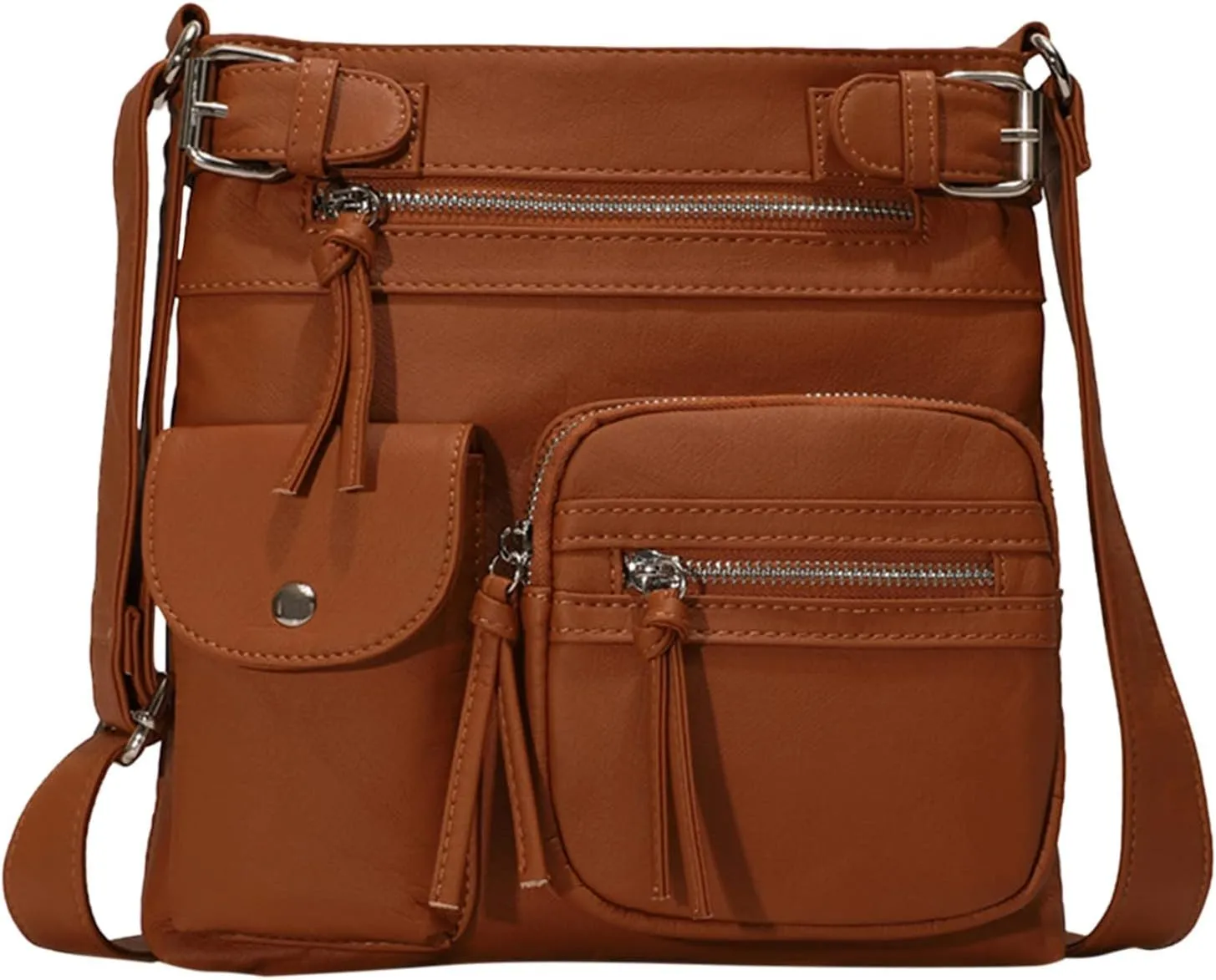 Multifunction Ladies Shoulder Bags Crossbody Bag Armpit Fashion Small Square Handbags for Women (Brown, One Size)