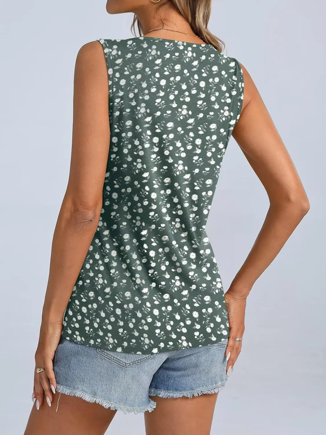 ORANDESIGNE Womens Floral Tank Tops Crewneck Sleeveless Shirts Casual Summer Loose fit Top