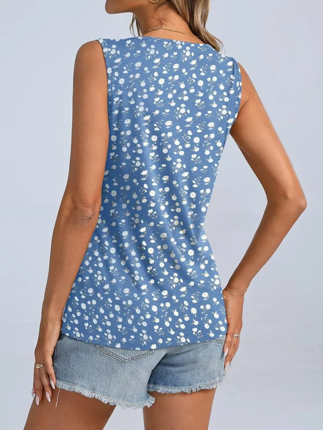 ORANDESIGNE Womens Floral Tank Tops Crewneck Sleeveless Shirts Casual Summer Loose fit Top