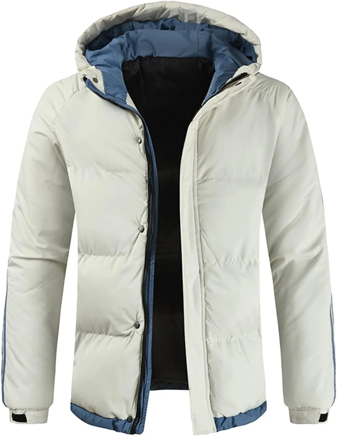 Parka Jacket Men Waterproof Lightweight Quilted Bubble Puffer Coat Relaxed Fit Travel Down Coat with Fur Hood