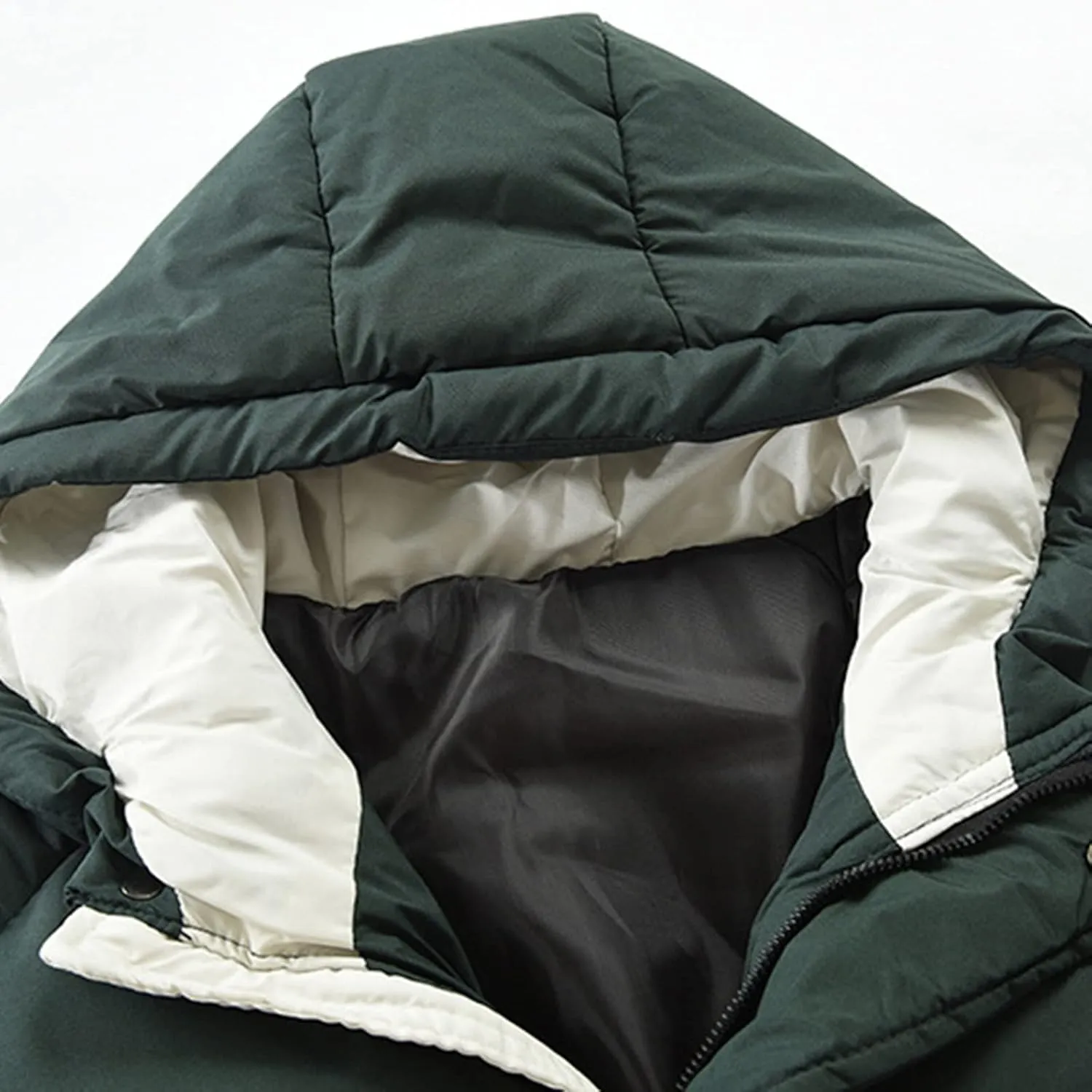 Parka Jacket Men Waterproof Lightweight Quilted Bubble Puffer Coat Relaxed Fit Travel Down Coat with Fur Hood