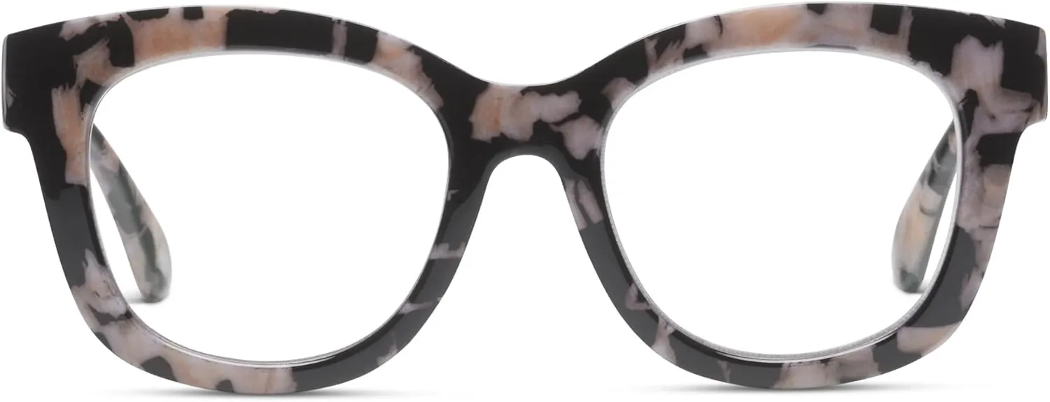 Peepers by PeeperSpecs Women's Center Stage Square Oversized Blue Light Blocking Progressive Reading Glasses