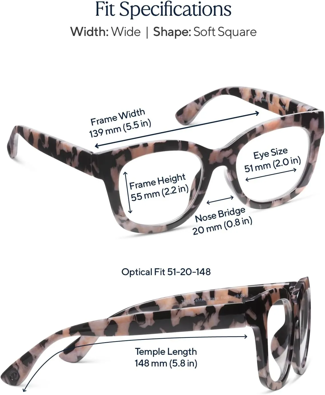Peepers by PeeperSpecs Women's Center Stage Square Oversized Blue Light Blocking Progressive Reading Glasses