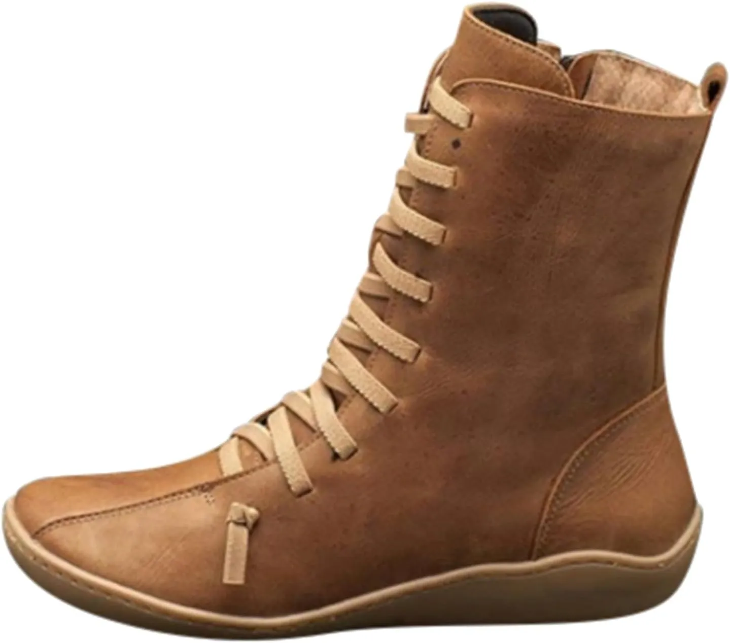 peqiut Womens Cowboy Boots Comfortable Flat Platform Heel Zipper Round Toe Womens Cowboy Boots Ankle Lace Up Casual Boots for Women