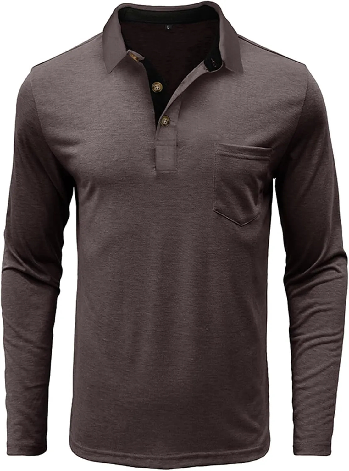 PICKLION Mens Long Sleeve Polo Shirts Casual Moisture Wicking Golf Polo Shirts with Pocket