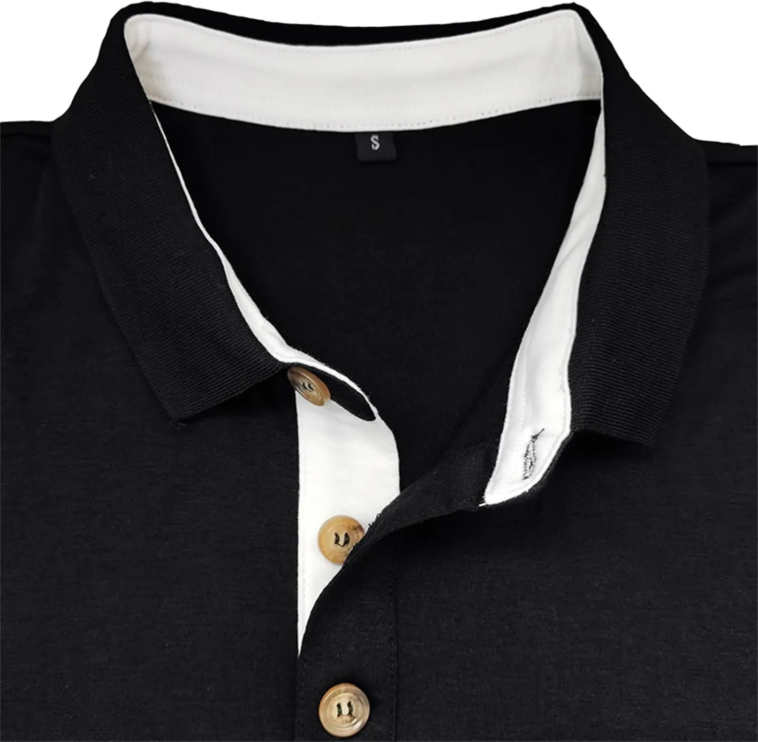 PICKLION Mens Long Sleeve Polo Shirts Casual Moisture Wicking Golf Polo Shirts with Pocket