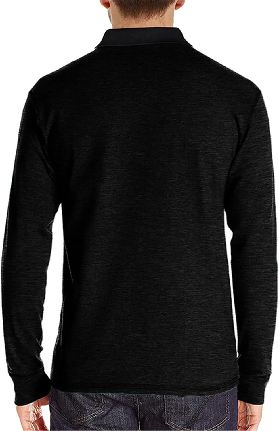 PICKLION Mens Long Sleeve Polo Shirts Casual Moisture Wicking Golf Polo Shirts with Pocket