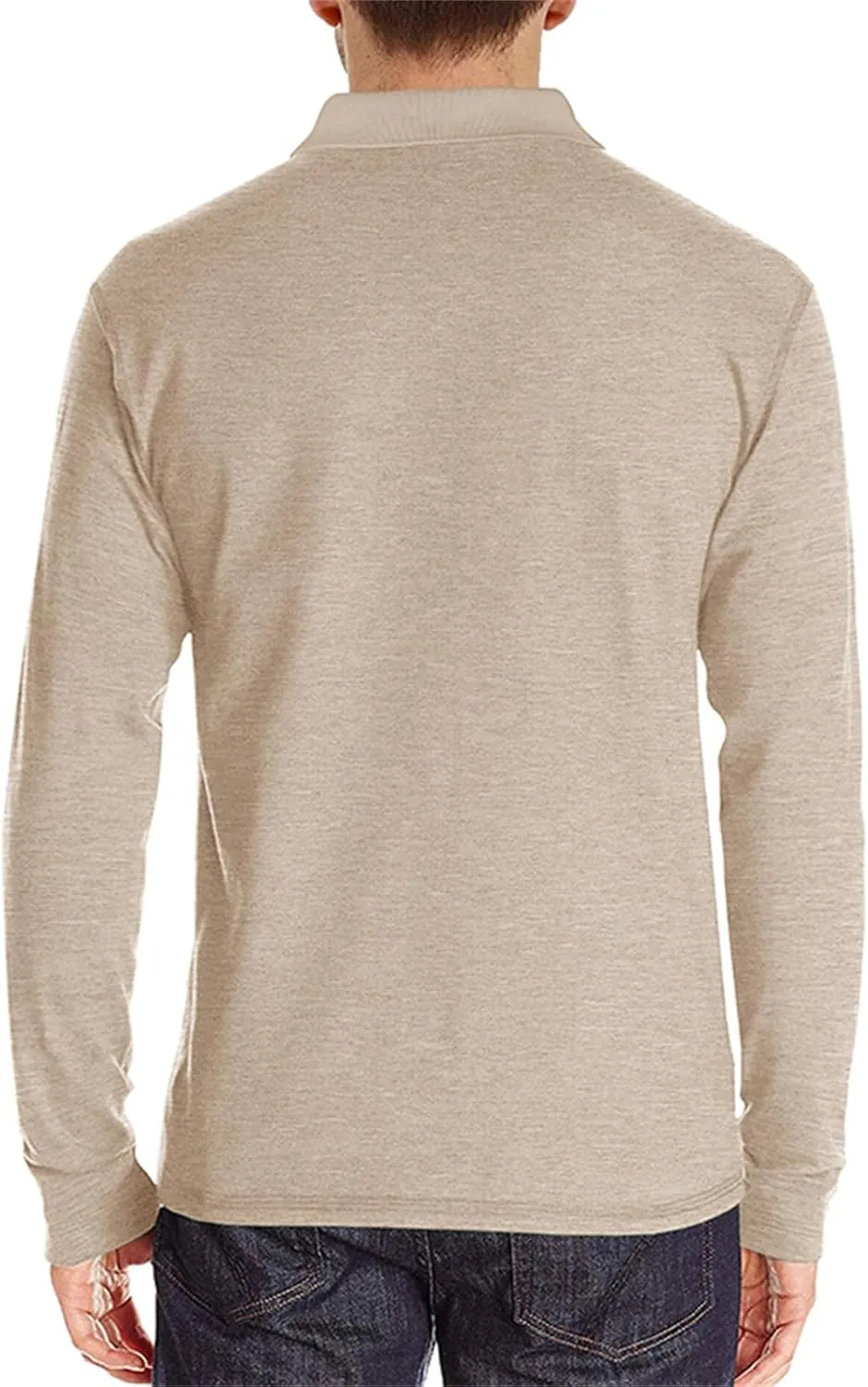 PICKLION Mens Long Sleeve Polo Shirts Casual Moisture Wicking Golf Polo Shirts with Pocket