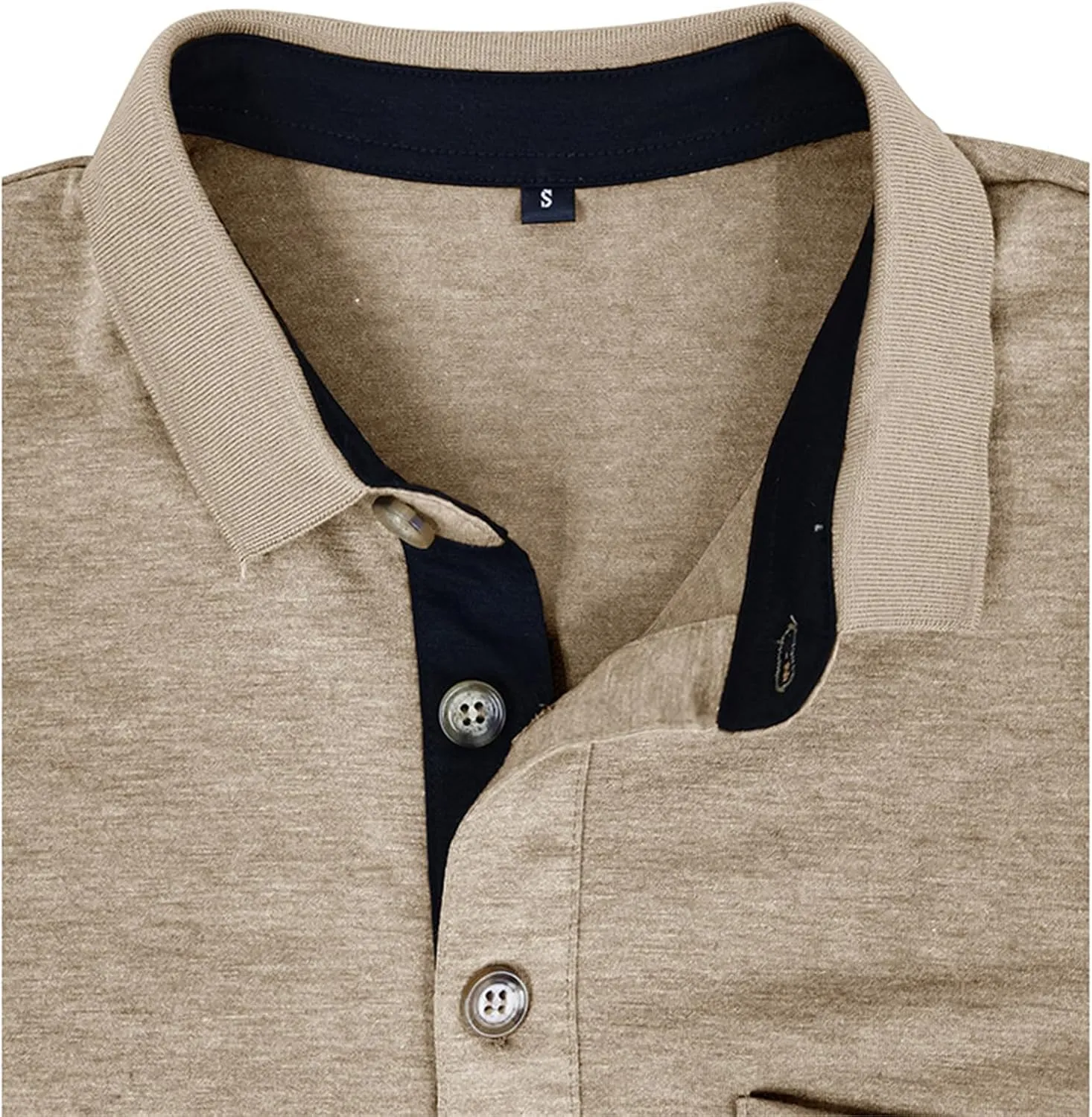 PICKLION Mens Long Sleeve Polo Shirts Casual Moisture Wicking Golf Polo Shirts with Pocket