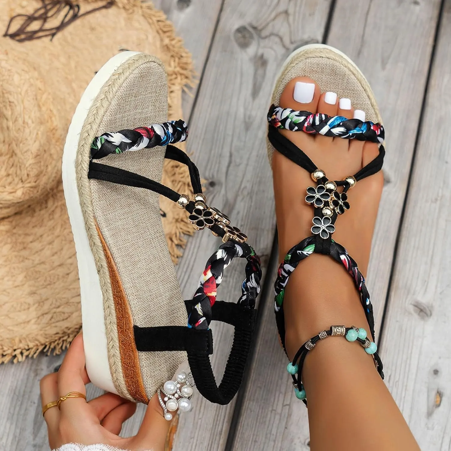 Platform Sandals Women Casual Bohemian Beach Sandals Flip Flops Open Toe Shoes Casual Dressy Sandal 2025