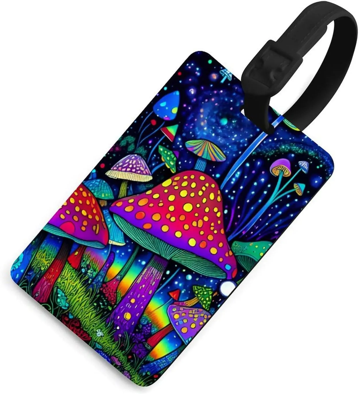 Psychedelic Magic Mushrooms Trippy Art Luggage Bag Tags with Adjustable Stainless Loop - Personalized Name Id Labels Waterproof Travel Id Labels